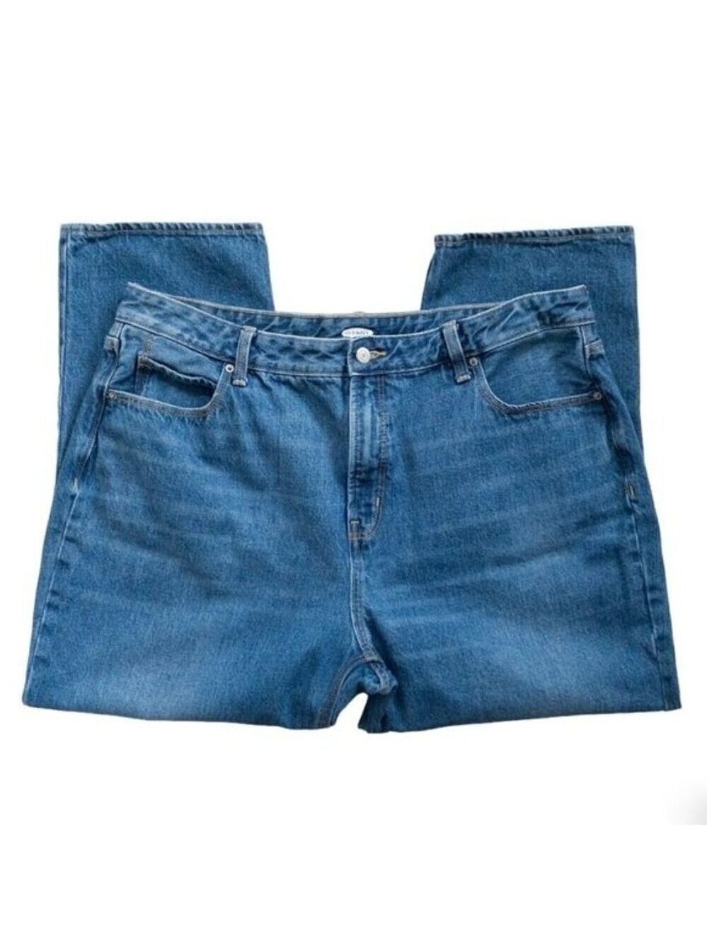 Old Navy High Waisted High Rise Blue Denim Jeans Cropped Wide Leg Womens Size 18
